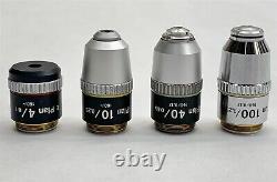 Nikon E Plan 4/0.1 10/0.25 40/0.65 100/1.25 oil Microscope Objective Lens LOT 4