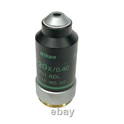 Nikon LWD 20x / 0.40 Microscope Objective Lens PH1 ADL? / 1.2 WD 3.0 Made Japan