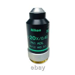 Nikon LWD 20x / 0.40 Microscope Objective Lens PH1 ADL? / 1.2 WD 3.1 Japan Made