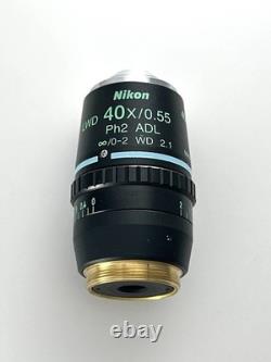 Nikon LWD 40X/0.55 Ph2 DL? /0-2 WD 2.1 Phase Contrast Microscope Objective Lens
