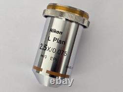 Nikon L Plan 2.5X / 0.075? /0 EPI OFN25 WD8.8 Objective Lens