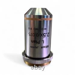 Nikon L Plan 2.5X/0.075? /0 EPI WD 8.8 Microscope Objective Lens with Adapter