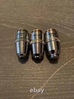 Nikon Microscope Lens Objective Lot of 3