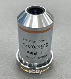 Nikon Microscope Objective lens L Plan 2.5X / 0.075WD 8.8 Good condition From JP