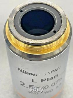 Nikon Microscope Objective lens L Plan 2.5X / 0.075WD 8.8 Good condition From JP