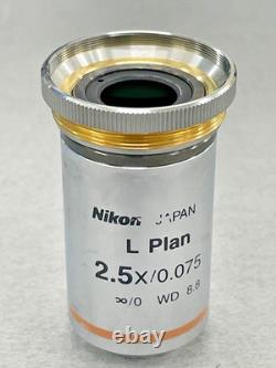 Nikon Microscope Objective lens L Plan 2.5X / 0.075WD 8.8 Good condition From JP