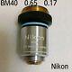 Nikon Objective Lens For Microscope Bm40 0.65 0.17 Made In Japan