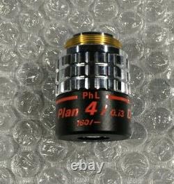 Nikon PhL Plan 4x / 0.13 DL 160/- Phase Contrast Microscope Objective Lens