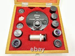 Nikon Phase Contrast 1.25 Microscope Condenser Objective Lens Lot With Accessories