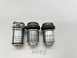 Nikon Phase Contrast 1.25 Microscope Condenser Objective Lens Lot With Accessories