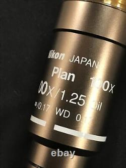Nikon Plan 100X /1.25 Wd 0.2 Eclipse Microscope Objective Lens GREAT CONDITION