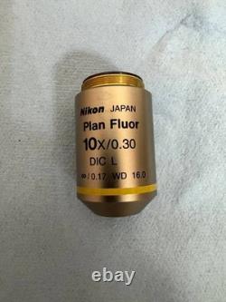 Nikon Plan Fluor 10x 0.30 DIC L? 0.17 WD 16.0 Microscope Lense Objective Used