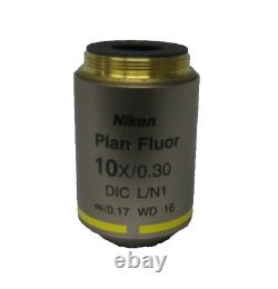 Nikon Plan Fluor 10x/0.30 DIC L/N1? /0.17 WD 16 Microscope Objective Lens