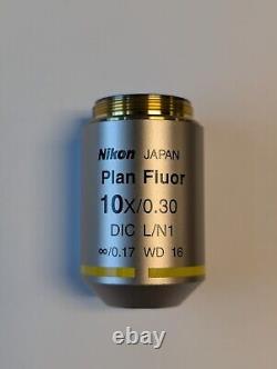 Nikon Plan Fluor 10x/0.30 DIC L/N1 Microscope Objective Lens M25 Eclipse