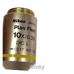 Nikon Plan Fluor 10x Microscope Objective 10x/0.30 DIC L Infinity/0.17 WD 16.0