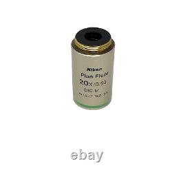 Nikon Plan Fluor 20X / 0.50 DIC M Microscope Objective Lens Infinity / 0.17 WD 2