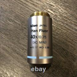 Nikon Plan Fluor 40X/0.75? /0.17 DIC/N2 WD 0.66 Microscope Objective Lens