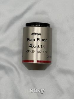 Nikon Plan Fluor 4X /0.13 OFN25 WD 17.2 Microscope Objective (Great Condition)