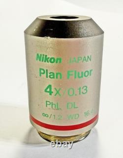 Nikon Plan Fluor 4x/0.13 PhL DL? /1.2 WD 16.4 Microscope Objective Lens