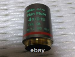 Nikon Plan Fluor 4x/0.13 PhL DL? /1.2 WD 16.4 Microscope Objective Lens USED