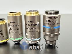 Nikon Plan Fluor Microscope Objective Lens Set 4x / 10x / 20x / 40x / 60x Nikon Plan Fluor Microscope Objective Lens Set 4x / 10x / 20x / 40x / 60x