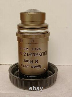Nikon S Fluor 100x/0.5-1.3 Oil Iris Microscope Objective Lens
