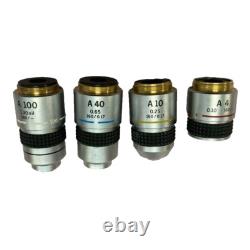 OLYMPUS A4, A10, A40, A100, Microscope objective lens, Set of 4pcs, Good Used