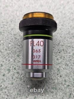 OLYMPUS PLAN PL 40 / 0.65 0.17 Microscope Objective Lens Used