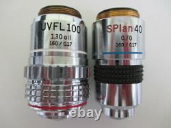 OLYMPUS SPlan 40X, UVFL 100X oil 1.30, 160/0.17 Microscope objective lens plan