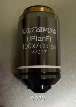 OLYMPUS UPlanFl 100x/1.30 Oil? /0.17 Microscope Objective Lens, Used