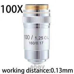 Objective Lens 4X-100X Biological Microscope Achromatic 195mm Conjugate Tube