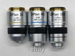 Olympus DPlan 10 0.25 / 40 0.65 / 100 1.25 Oil Microscope Objective Lens LOT 3
