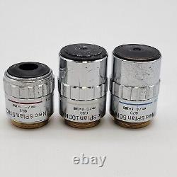 Olympus Microscope DIC NIC Nomarski NeoSPlan 5x 50x 100x Objectives & Prisms