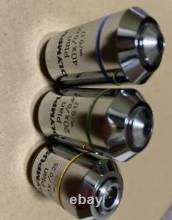 Olympus Microscope Objective Lens Plan 10× 20× 40× Set of 3 F/S Japan WithT K11318