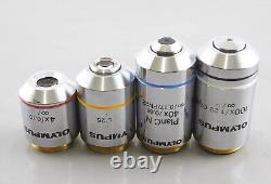 Olympus Plan 4x 10x 40x 100x Infinity Microscope Objective Lot Set BX Series