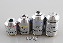 Olympus Plan 4x 10x 40x 100x Infinity Microscope Objective Lot Set BX Series