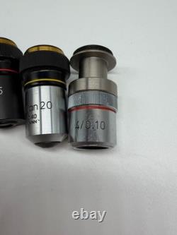 Olympus Tokyo MPlan Microscope Objective Lens 5, 20, 40, 100 + Extras