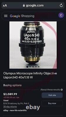 Olympus UApoN340 40x/1.15 W WATER IMMERSION Microscope Infinity Objective Lens