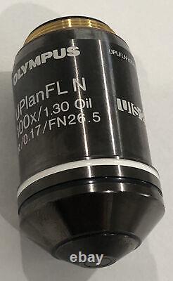 Olympus Uplanfl N 100 X 1.30 Oil /0.17 / Fn26.5 Uis2 Microscope Objective Lens