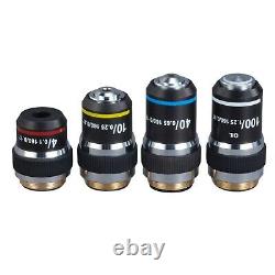 Set Achromatic Compound Microscope Objective Lenses DIN 4X-10X-40X-100X
