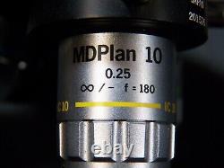 Set of 3 Olympus Microscope Objective Lens MD Plan 10, MA 20, & LWD MSPlan 50