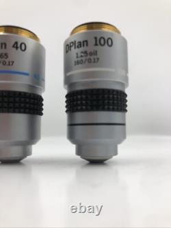 Set of 4 Olympus DPlan 4, 10, 40, 100 Microscope Objectives