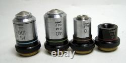 Set of 4 Olympus Objective Microscope Lens HI 100X 40X 10X 4X