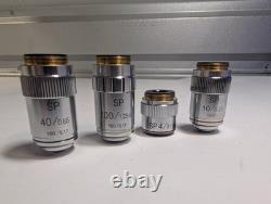 Set of 4 SP Microscope Objective Lenses 4x, 10x, 40x, 100x Oil