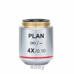 Silver Biological Microscope Plan Objective Lens Rms Thread For Olympus 4-100x