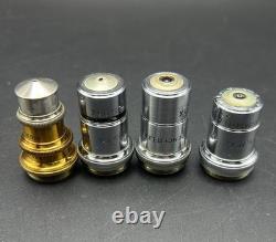 Spencer NY Vintage Microscope objective Lens Lot 140x oil, 95X, 44x, 10x Used