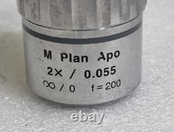 Used MITUTOYO M Plan Apo 2 x /0.055? / 0 f=200 Microscope Objective Lens