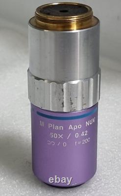 Used MITUTOYO M Plan Apo NUV 50 x /0.42? / 0 f=200 Microscope Objective Lens