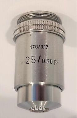 VINTAGE LEITZ WETZLAR MICROSCOPE OBJECTIVE 25X/0.50 P (170/0.17) Excellent Lens