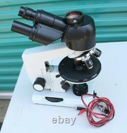 VINTAGE LOMO RUSSIAN MICROSCOPE With 4 LENS OBJECTIVES EAB-40-1 EAB-4-1 A Plan 10